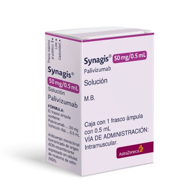 Synagis® 50 mg/mL Caja con 1 Frasco Ámpula con 0.5 mL Rx3 Synagis® 50 mg/mL Caja con 1 Frasco Ámpula con 0.5 mL Rx3