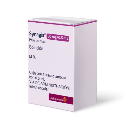 Synagis® 50 mg/mL Caja con 1 Frasco Ámpula con 0.5 mL Rx3 Synagis® 50 mg/mL Caja con 1 Frasco Ámpula con 0.5 mL Rx3