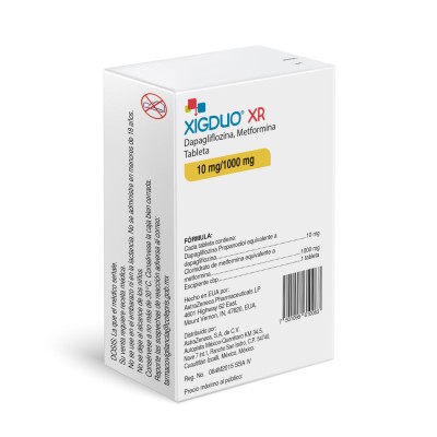 Xigduo XR ® 10 mg/1000 mg Caja con 14 Tabletas Xigduo XR ® 10 mg/1000 mg Caja con 14 Tabletas