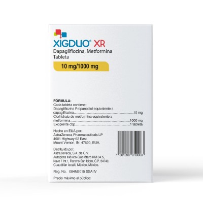 Xigduo XR ® 10 mg/1000 mg Caja con 14 Tabletas Xigduo XR ® 10 mg/1000 mg Caja con 14 Tabletas