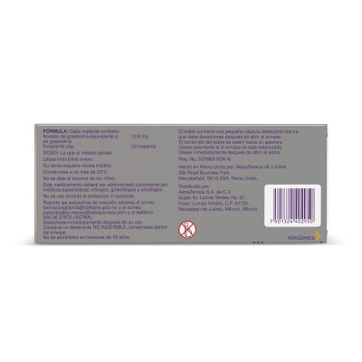 Zoladex® 10.8 mg Caja con un Implante en una Jeringa Zoladex® 10.8 mg Caja con un Implante en una Jeringa